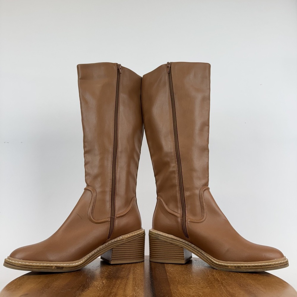 Womens Steven New York Calda Brown Faux Leather Knee High Riding Boots Size 9.5 - Picture 6 of 9